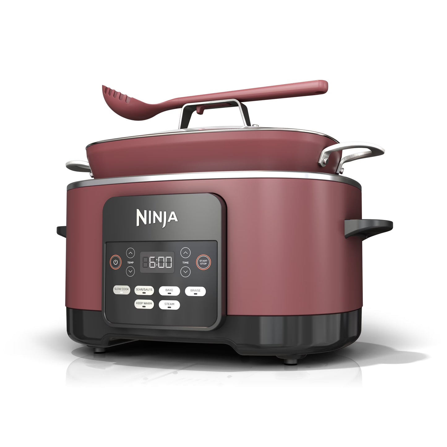 Ninja Foodi Possible Cooker, 8.5 Quart, 6-in-1 Multi-Cooker, Slow Cooker, Steamer, Glass Lid Integrated Cooking Utensil, Nonstick, Oven Safe Pot to 500° F, Cherry Tarte, MC1000WM