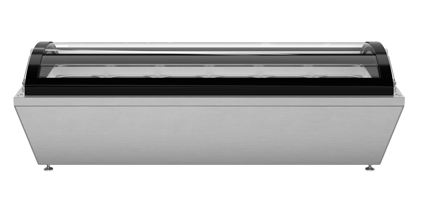 45 in. Countertop Ice Cream Display Freezer with Curved Glass Top and 6 Pans