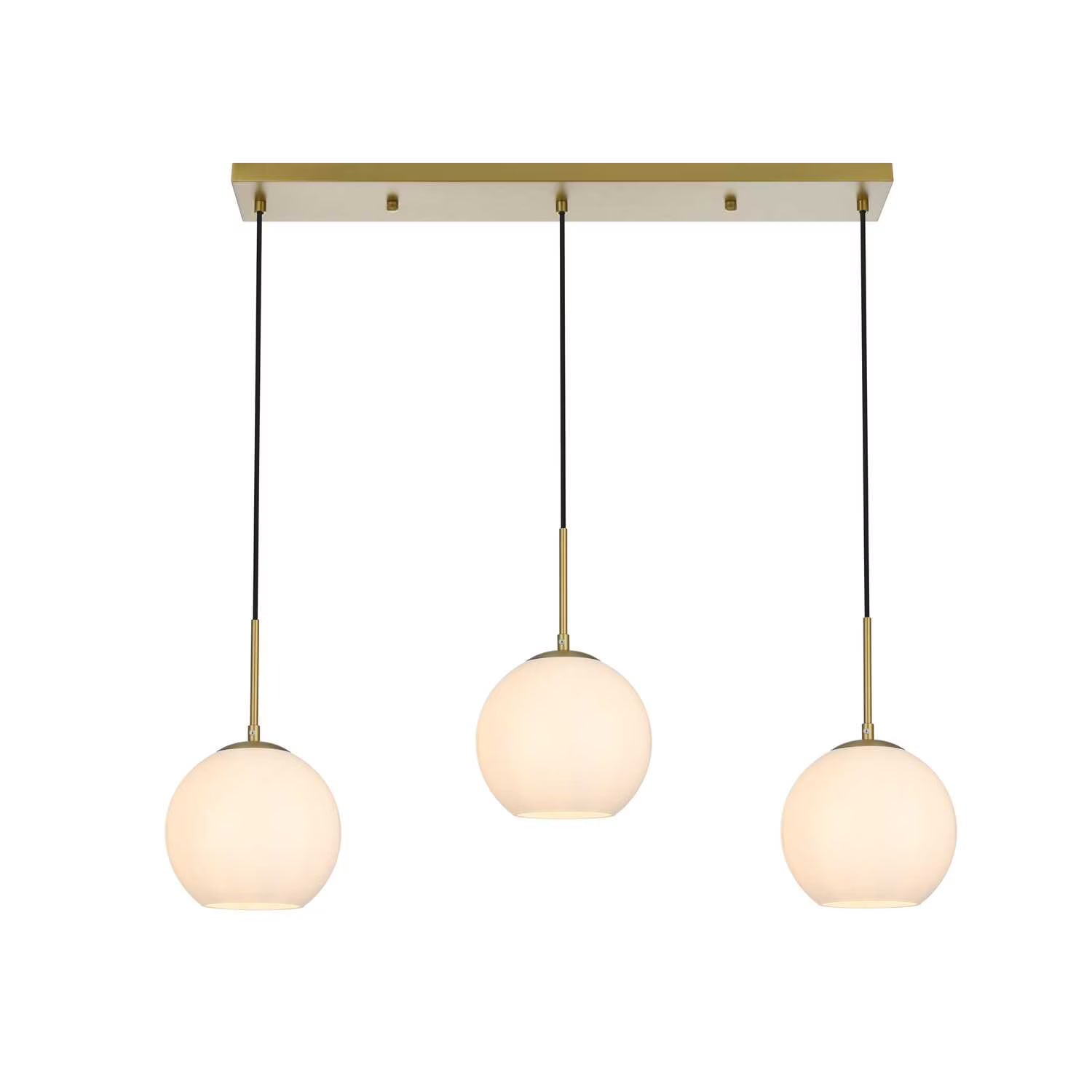 Baxter 3 Lights Brass Pendant With Frosted White Glass