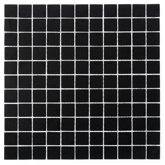 10 pack Black 11.8 in. x 11.8 in. 1x1 Matte Finished Glass Mosaic Floor and Wall Tile (9.67 sq. ft./Case)
