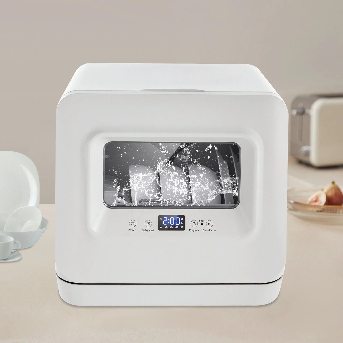 785W 3-in-1 Function Portable Compact Countertop Mini Dishwasher with Water Tank Leak-Proof Air Dry for Cleaning Saucers, Cups, Serving Platters, Glasses