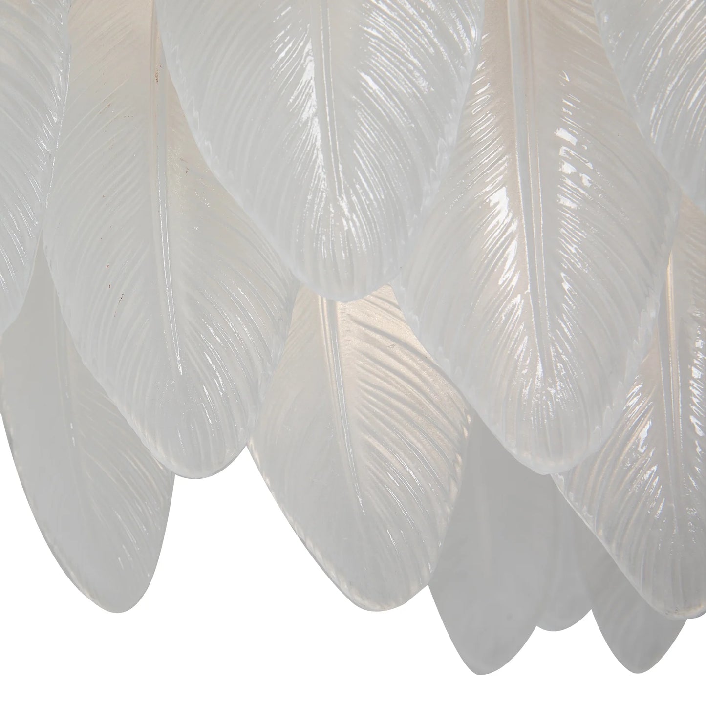 Miumaeov 12-Light Large Glass Chandelier Round Nordic-Feather Pendant Lamp Luxury Hanging Lamp for Living Room Kitchen Island D31.5 X H25.6