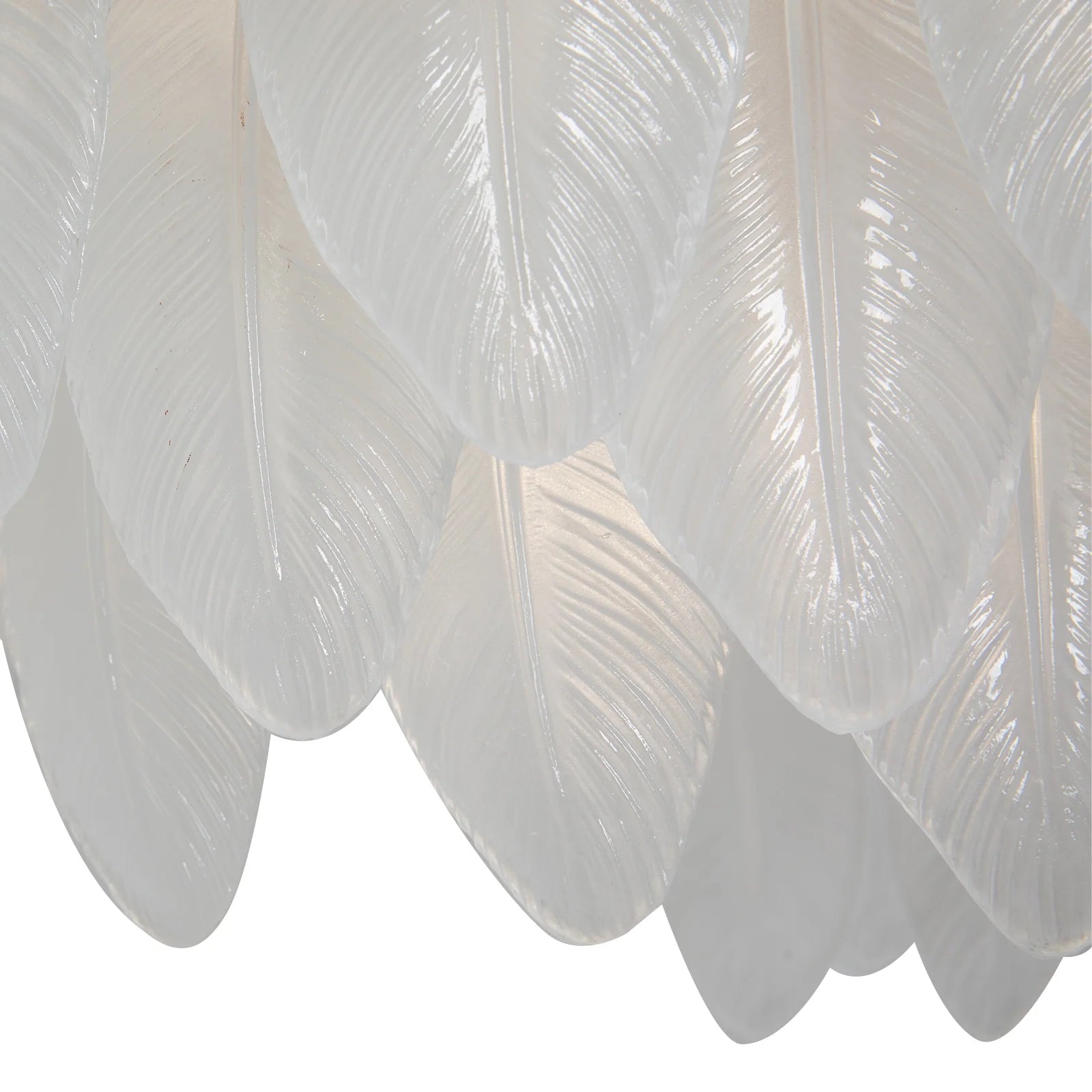 Miumaeov 12-Light Large Glass Chandelier Round Nordic-Feather Pendant Lamp Luxury Hanging Lamp for Living Room Kitchen Island D31.5 X H25.6