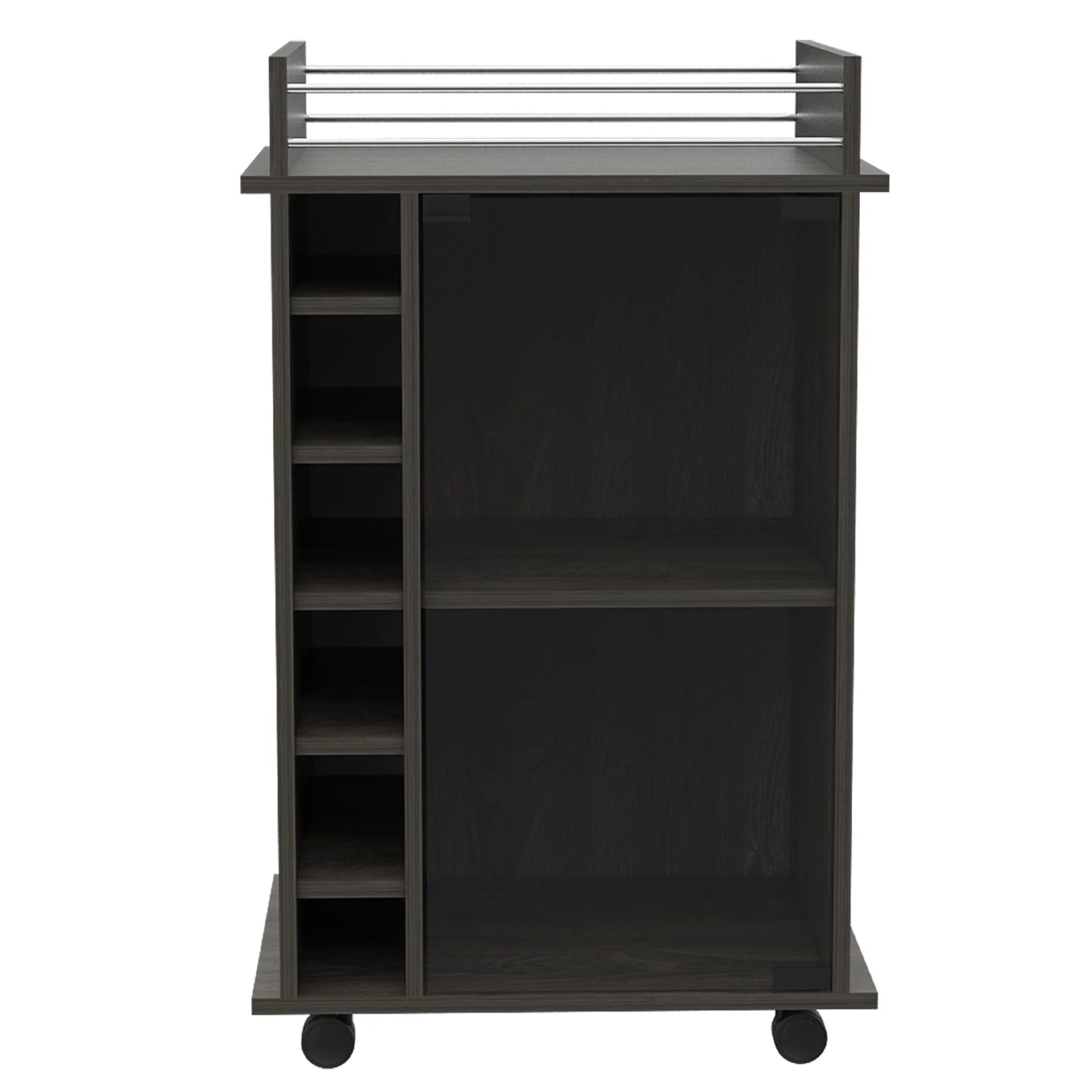TUHOME Dukat Kitchen Bar Cart with Glass Door, Espresso