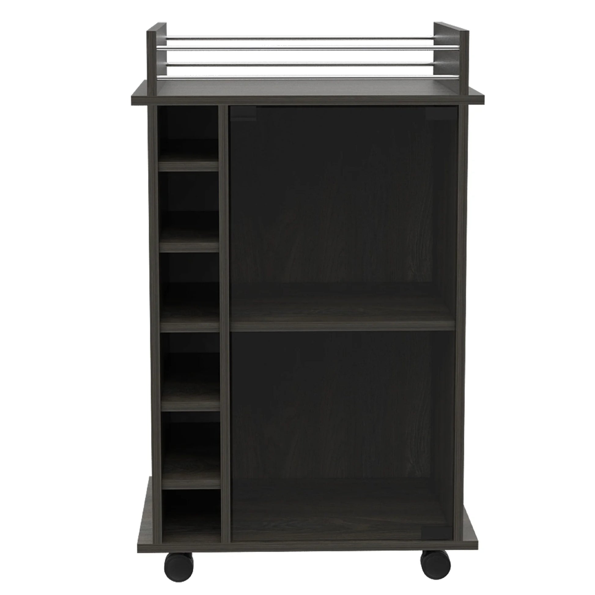 TUHOME Dukat Kitchen Bar Cart with Glass Door, Espresso