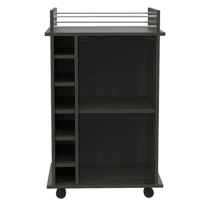 TUHOME Dukat Kitchen Bar Cart with Glass Door, Espresso