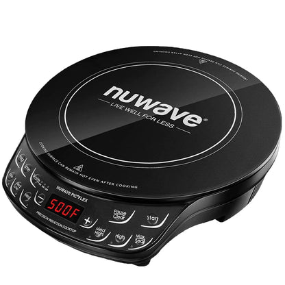 NuWave Portable Induction Cooktop Flex with 10.25-inch Shatter-Proof Ceramic Glass, Large 6.5-inch Heating Coil, 3 Wattage Settings 600, 900 & 1300 Watts