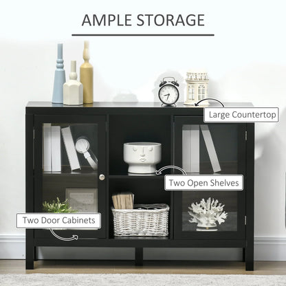 HOMCOM Coffee Bar Cabinet, Sideboard Buffet Cabinet with Removable Wine Rack, Tempered Glass Door and Adjustable Shelves, Wine Cabinet for Living Room, Kitchen, Entryway, Black