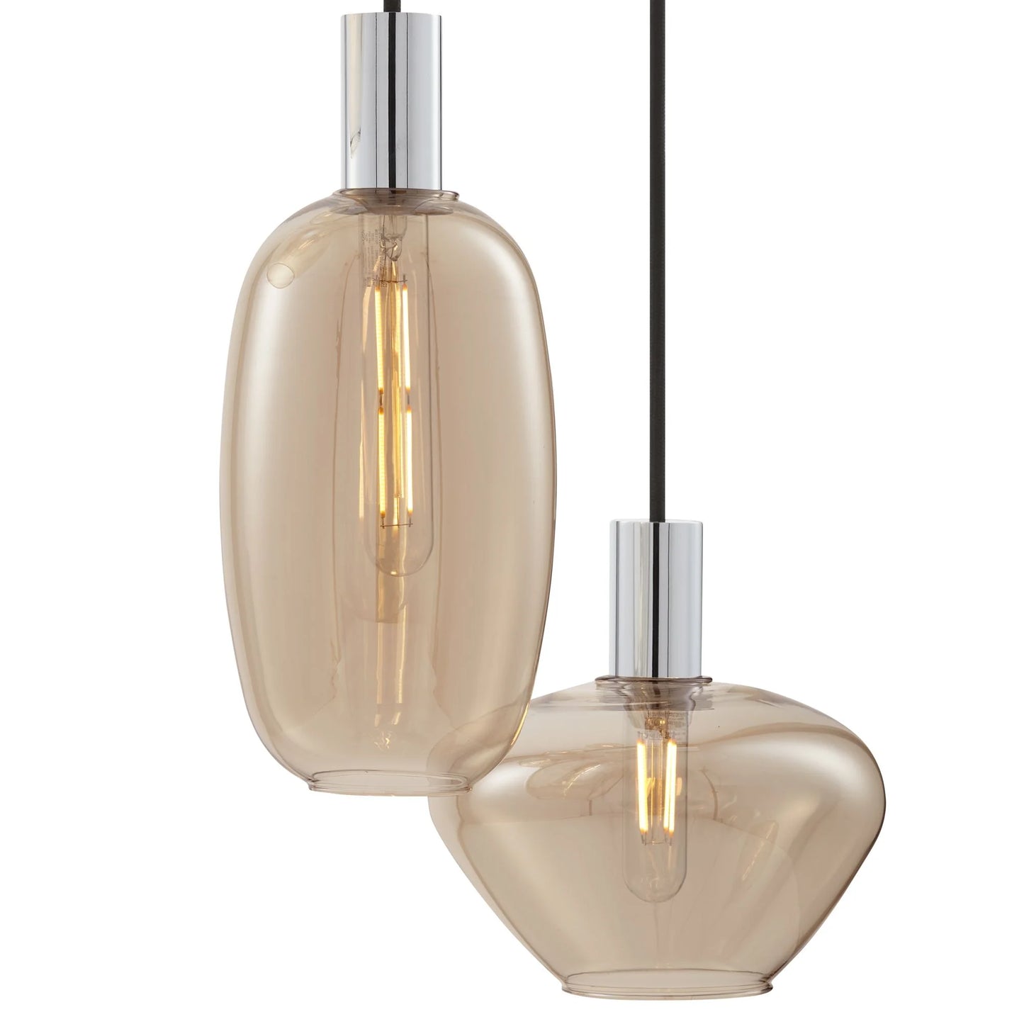 Possini Euro Design Myriad 23 3/4" Modern Pendant Chandelier Ceiling Light Fixture Dining Room Over Table 6-Light Chrome Finish Cognac Glass