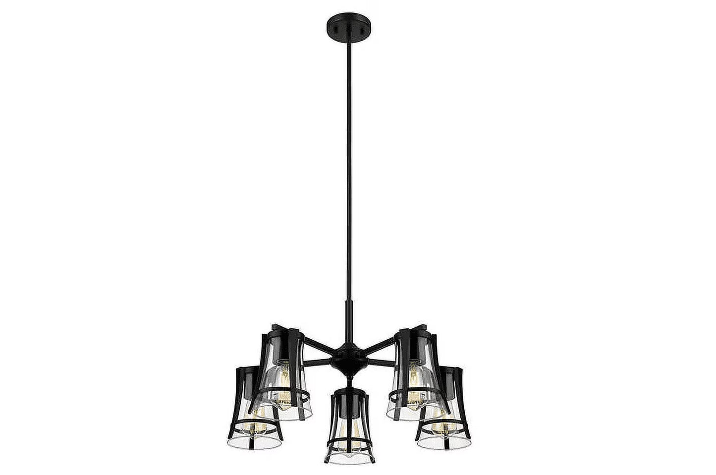 OVE Decors Joakim 5-Light Chandelier With Black Finish Metal Glass Dome