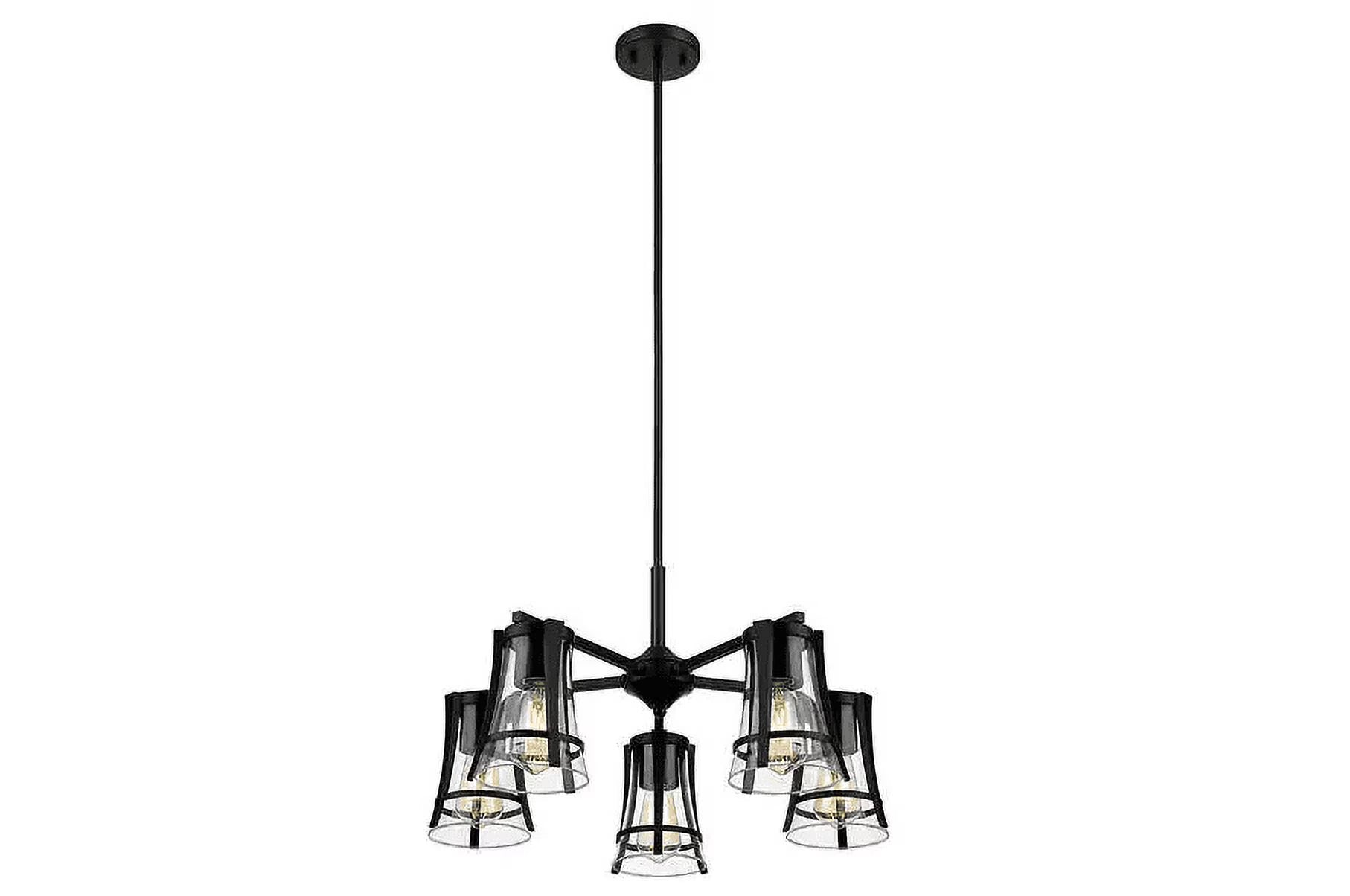 OVE Decors Joakim 5-Light Chandelier With Black Finish Metal Glass Dome