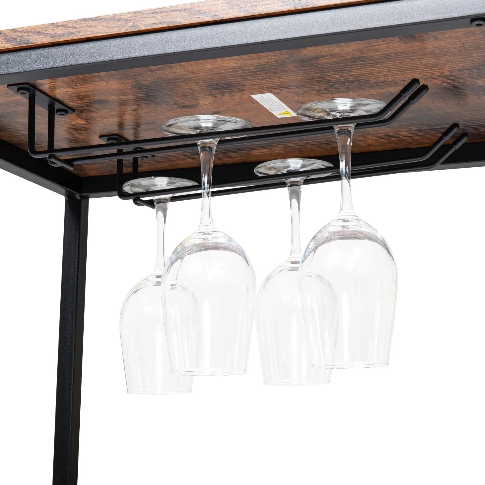 Ktaxon 3 Tier Kitchen Trolley Bar Carts for Home Bar Serving Cart w/Wine Rack & Glass Holder, Wheels, Vintage Brown