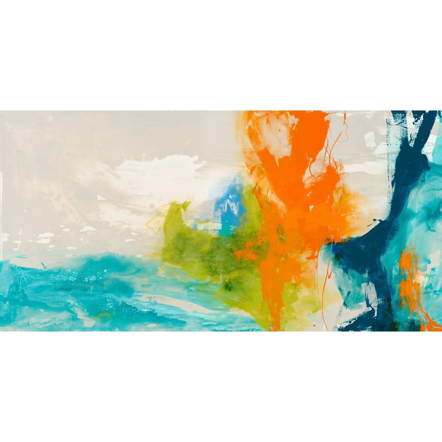 Empire Art Direct Tidal Abstract 2 Frameless Free Floating Tempered Glass Panel Graphic Wall Art, 24" x 48" x 0.2", Ready to Hang