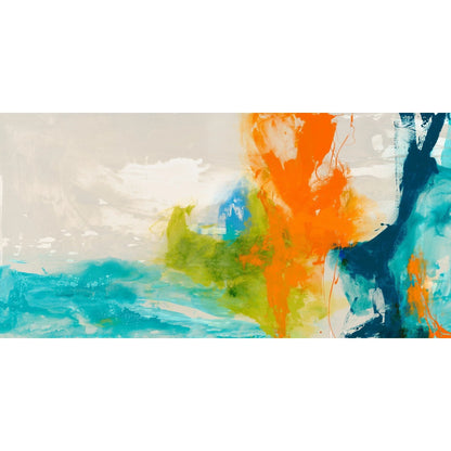 Empire Art Direct Tidal Abstract 2 Frameless Free Floating Tempered Glass Panel Graphic Wall Art, 24" x 48" x 0.2", Ready to Hang