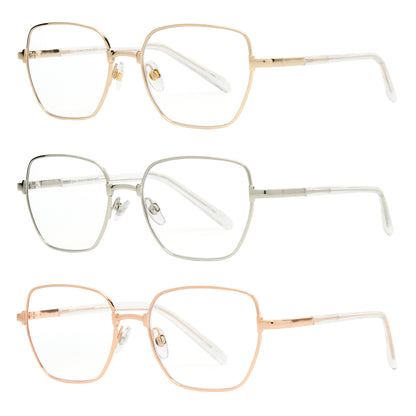 Design Optics by Foster Grant #827 Metal Geo Style Reading Glasses, 3-pack