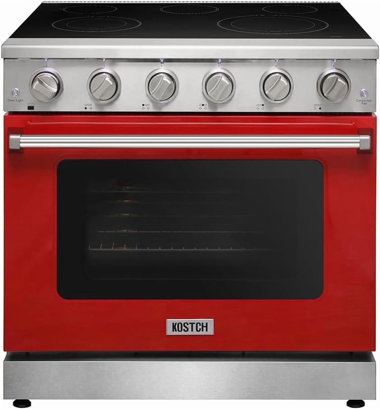 KOSTCH 36 inch Electric Range, 5-Burner Cooktop with 6.0 cu ft Convection Oven, Glass Top, in Stainless Steel