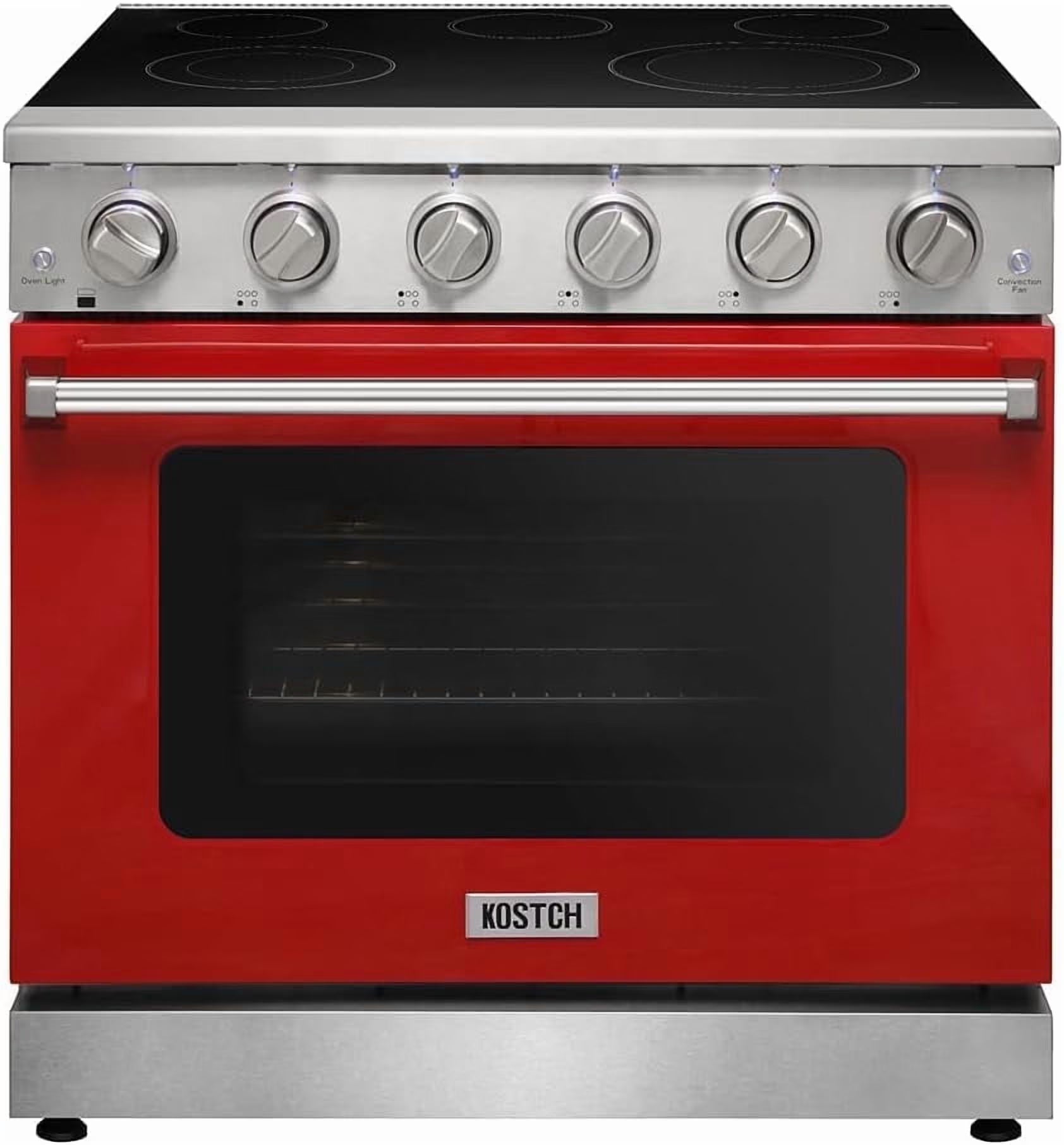 KOSTCH 36 inch Electric Range, 5-Burner Cooktop with 6.0 cu ft Convection Oven, Glass Top, in Stainless Steel