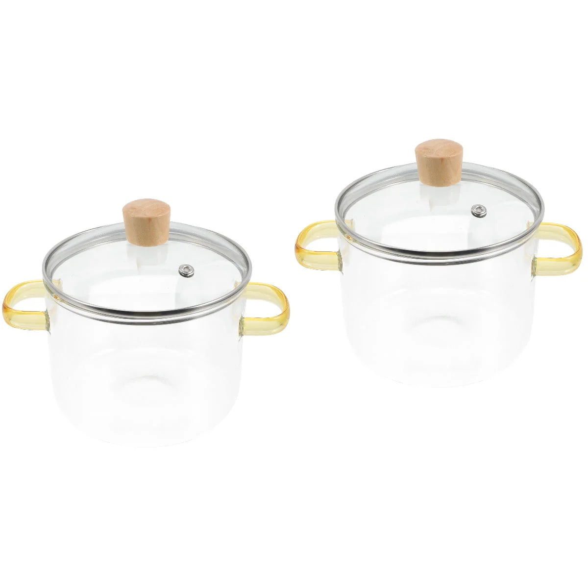 Homemaxs 2pcs Clear Glass Stockpot with Lid and Double Ear Noodle Cooking Pot Ramen Pot Glass Cookware