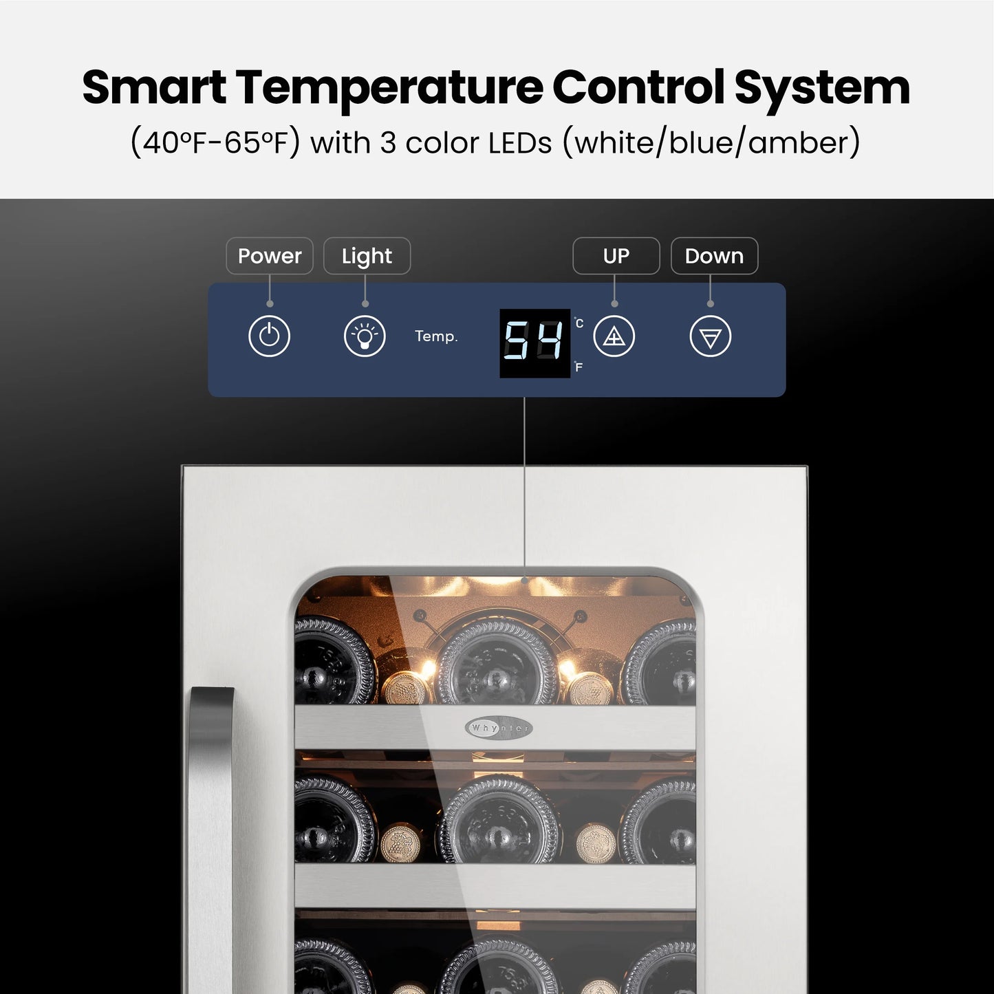 Whynter 15 Inch Wine Fridge Cooler - 33 Bottles Wine Fridge with Glass Door, Small Wine Refrigerator with 3 LED Light Built-in for Home Bar Kitchen