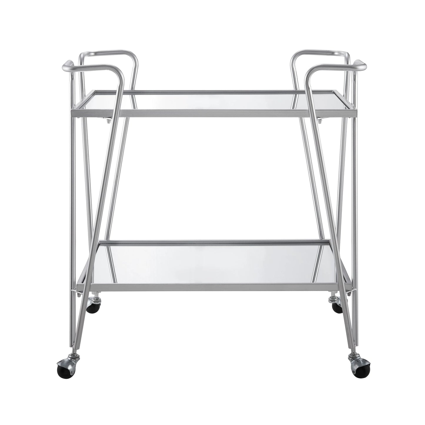 Linon 2-Tier Mobile Metal & Glass Bar Cart, 32.5" H, Chrome