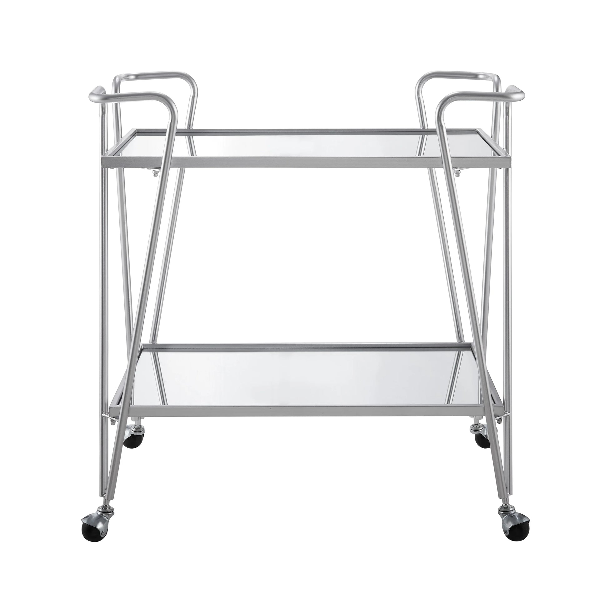 Linon 2-Tier Mobile Metal & Glass Bar Cart, 32.5" H, Chrome