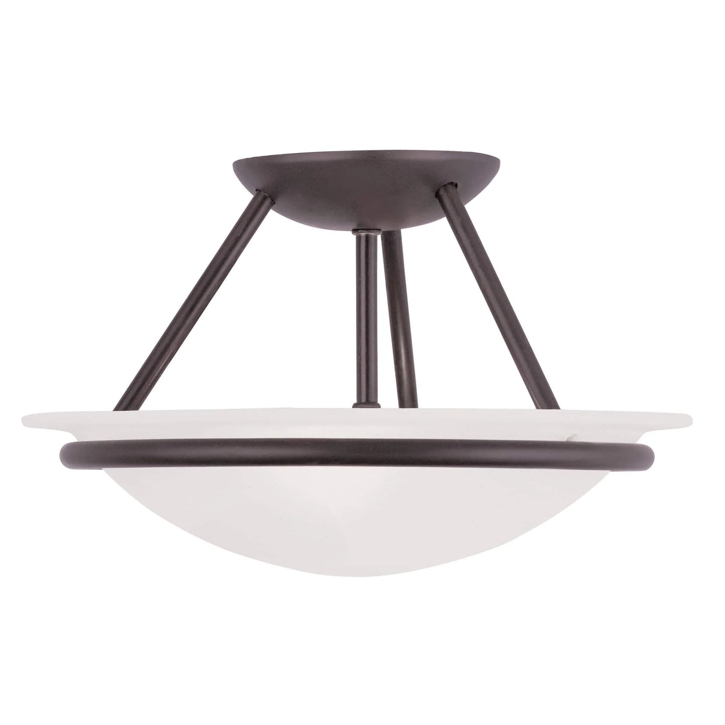 Livex Lighting Newburgh Black/White Stainless Steel/Alabaster Glass Ceiling Mount