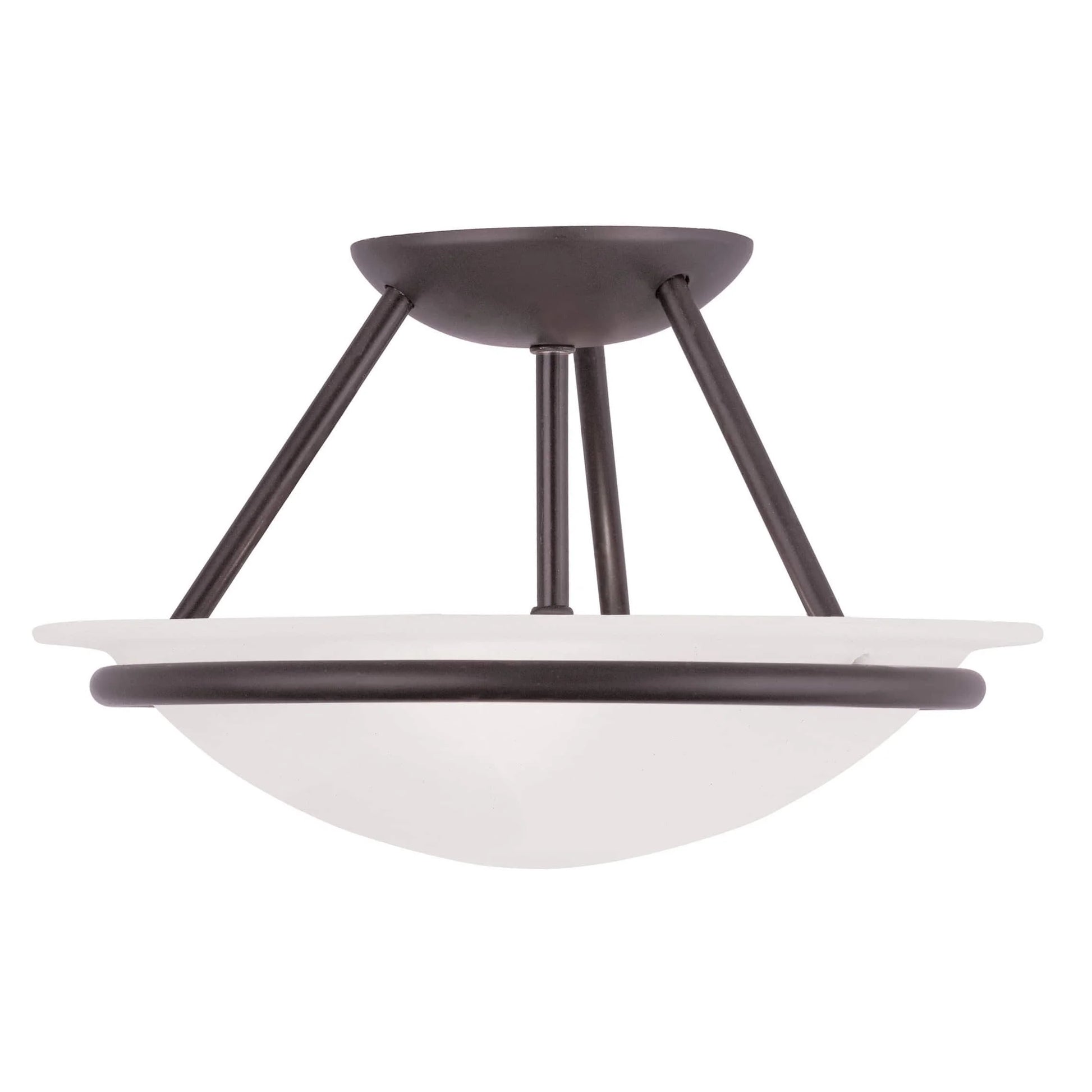 Livex Lighting Newburgh Black/White Stainless Steel/Alabaster Glass Ceiling Mount
