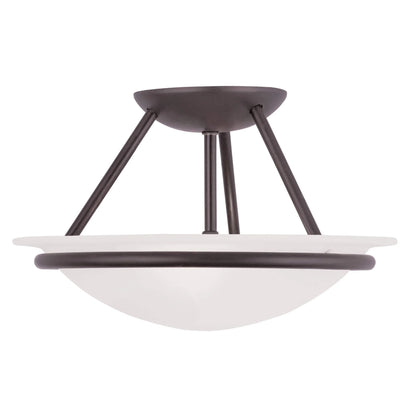 Livex Lighting Newburgh Black/White Stainless Steel/Alabaster Glass Ceiling Mount