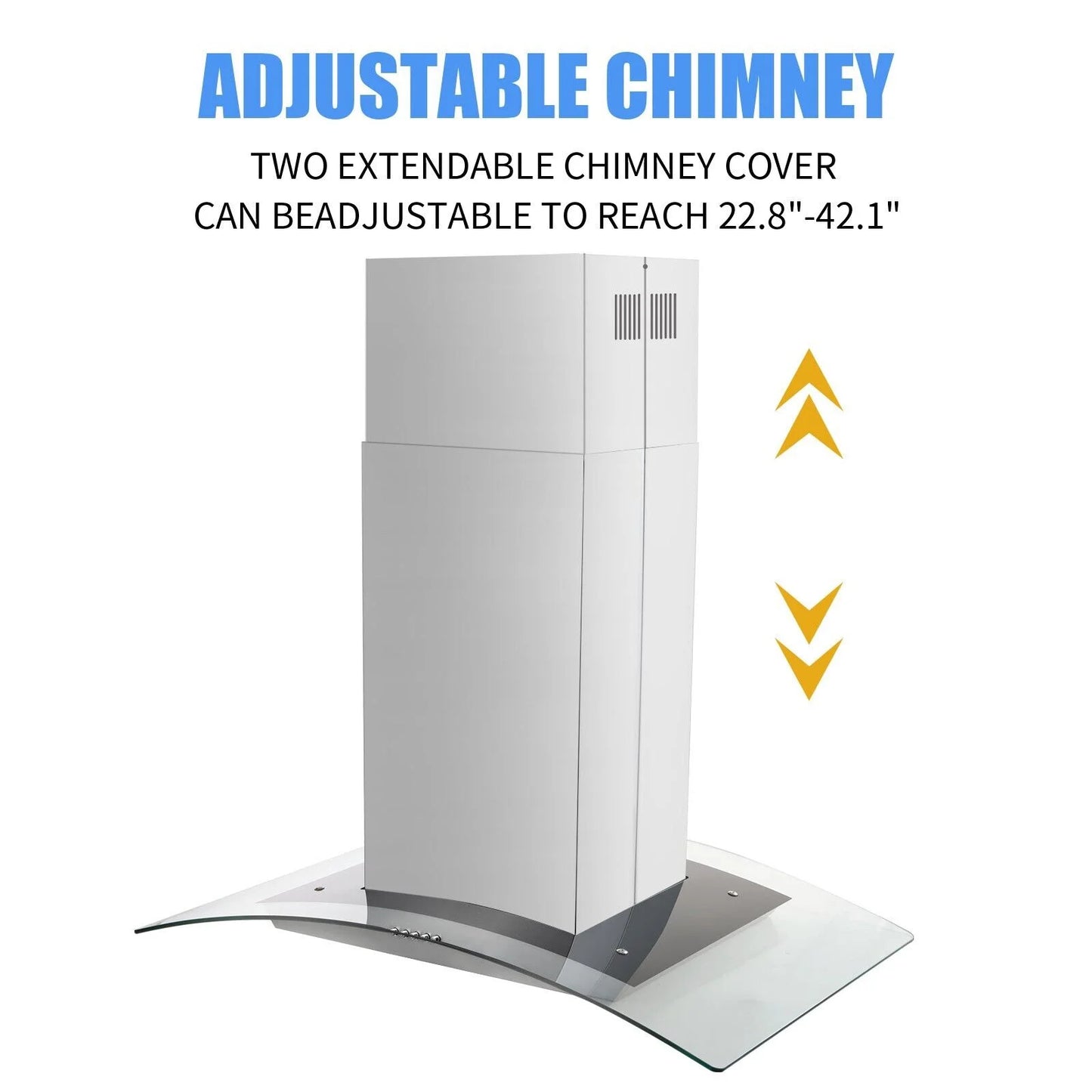 30 inch Island Mount Range Hood 900CFM Tempered Glass 3-Speed Vent Hood Stainless Steel Dishwasher