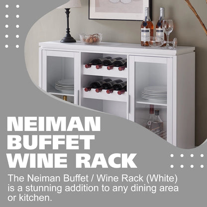Kings Brand Furniture - Wine Bar Storage Cabinet, Sideboard Buffet with Wine and Glass Rack for Kitchen, Living Room, Dining Room (White)