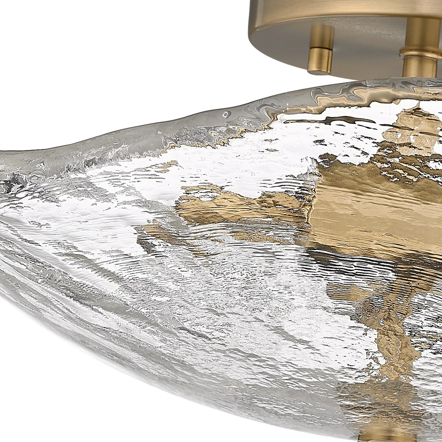 Samara 2-Light Semi-Flush in Modern Brass with Hammered Water Glass