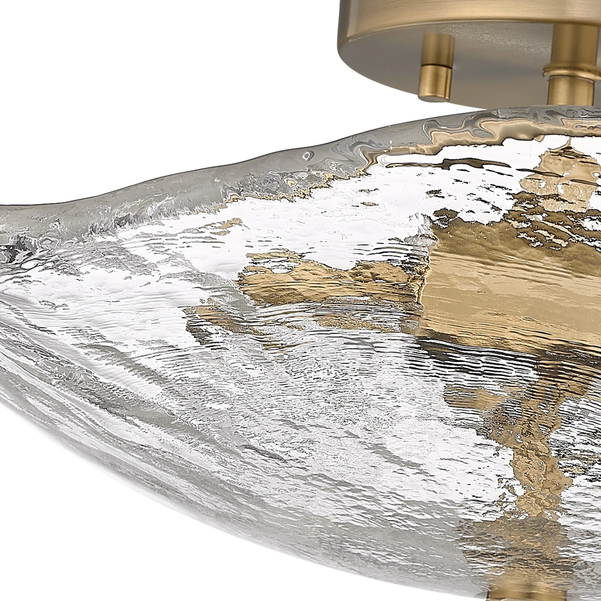 Samara 2-Light Semi-Flush in Modern Brass with Hammered Water Glass