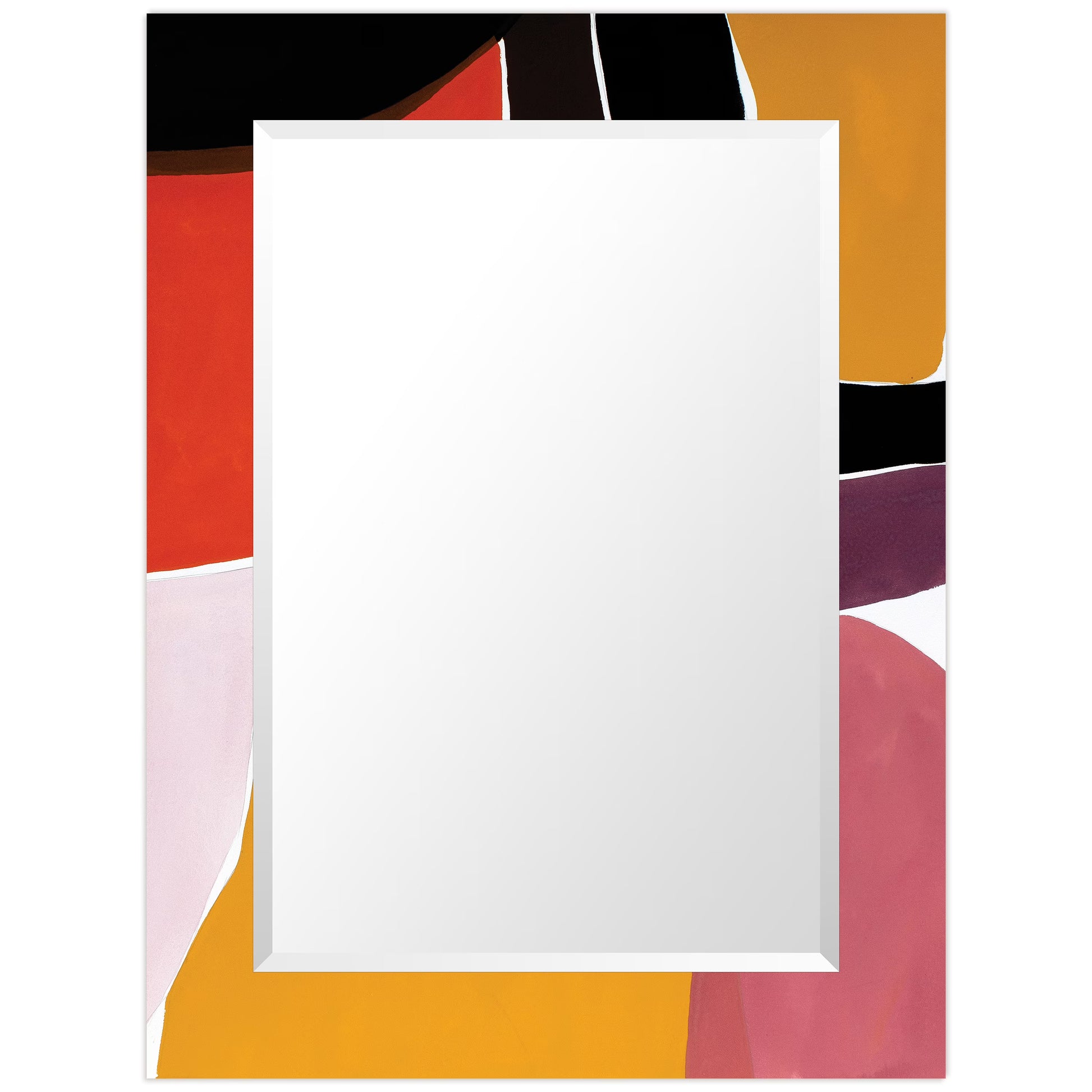 Empire Art Direct Finale Rectangular Beveled Mirror on Free Floating Printed Tempered Art Glass - Clear - 40" x 30"