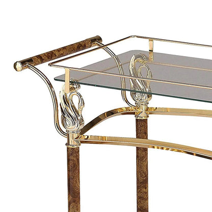 ACME Helmut Serving Cart in Gold Plated and Clear Glass