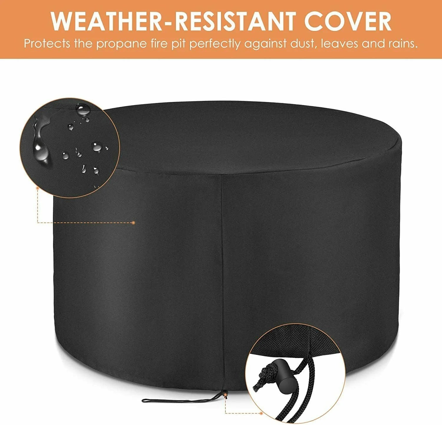 HOMFY 42" Propane Fire Pit Table 50,000 BTU Round Table Stove Patio Fireplace with Blue Glass Rocks and Rain Cover