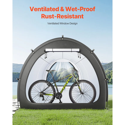 KFFKFF Outdoor Bike Storage Tent, Holds 5 Bicycles, Spacious and Ventilated with Waterproof Design, Durable Fiberglass Frame & Dual Zippers, Suitable for Bicycles