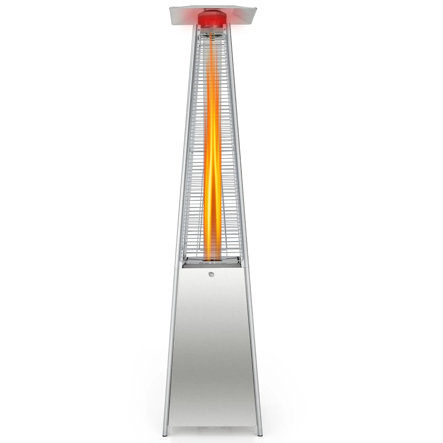 Costway 90'' Tall Pyramid Patio Heater Quartz Glass Tube Flame Heating 42000 BTU W/Wheel