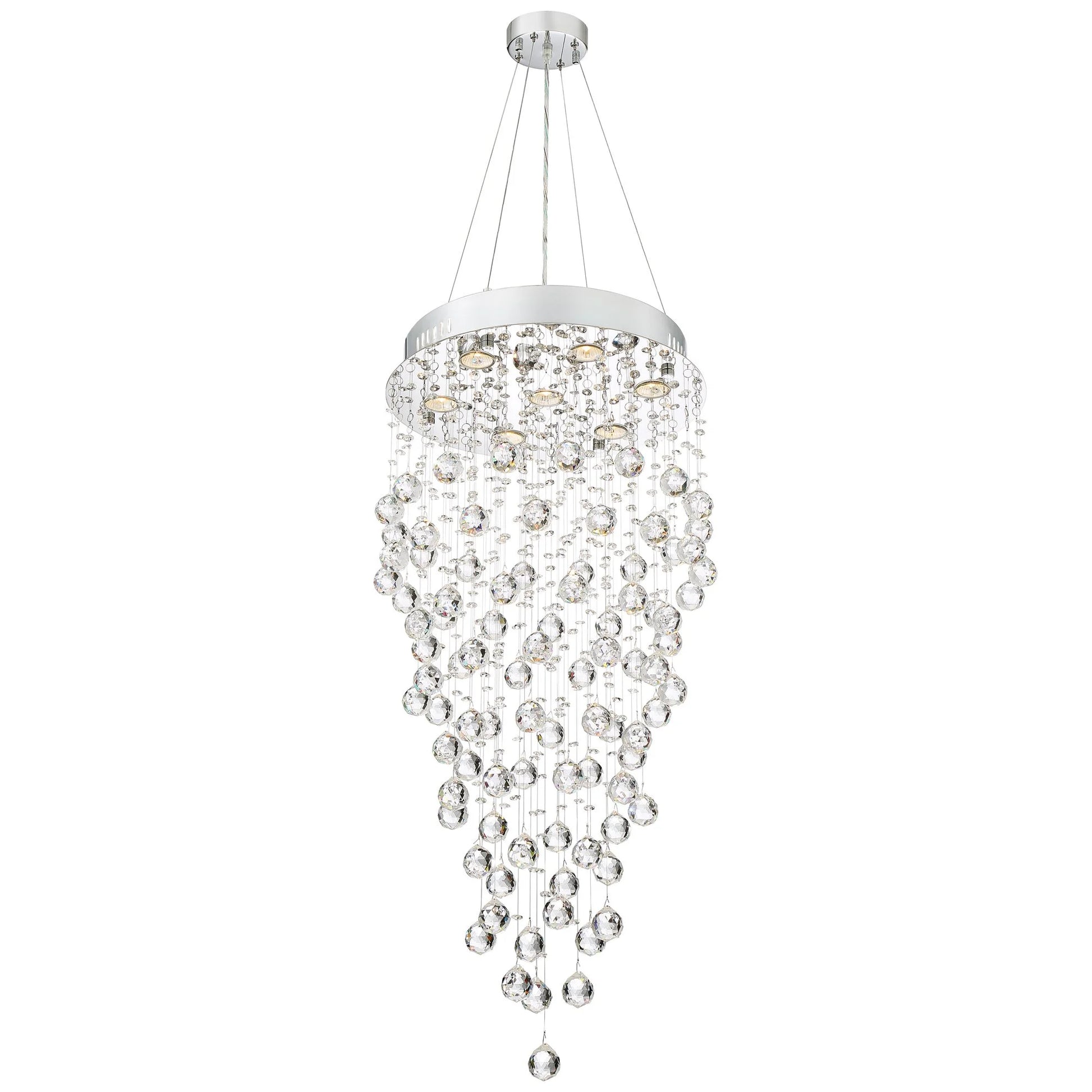 Vienna Full Spectrum Aida Chrome Chandelier Lighting 18" Wide Modern Pouring Crystal Glass Globes 7-Light Fixture for Dining Room House Kitchen Island