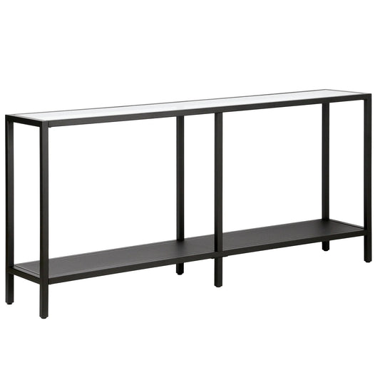 Evelyn& Zoe Contemporary Metal Console Table with Glass Top