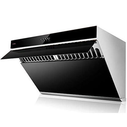 FOTILE Slant Vent Series 30" 850 CFM Under Cabinet or Wall Mount Range Hood with 2 LED lights and Push Buttons in Onyx Black Tempered Glass