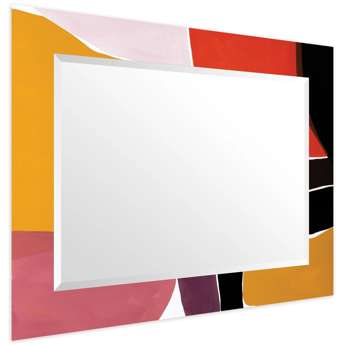 Empire Art Direct Finale Rectangular Beveled Mirror on Free Floating Printed Tempered Art Glass - Clear - 40" x 30"