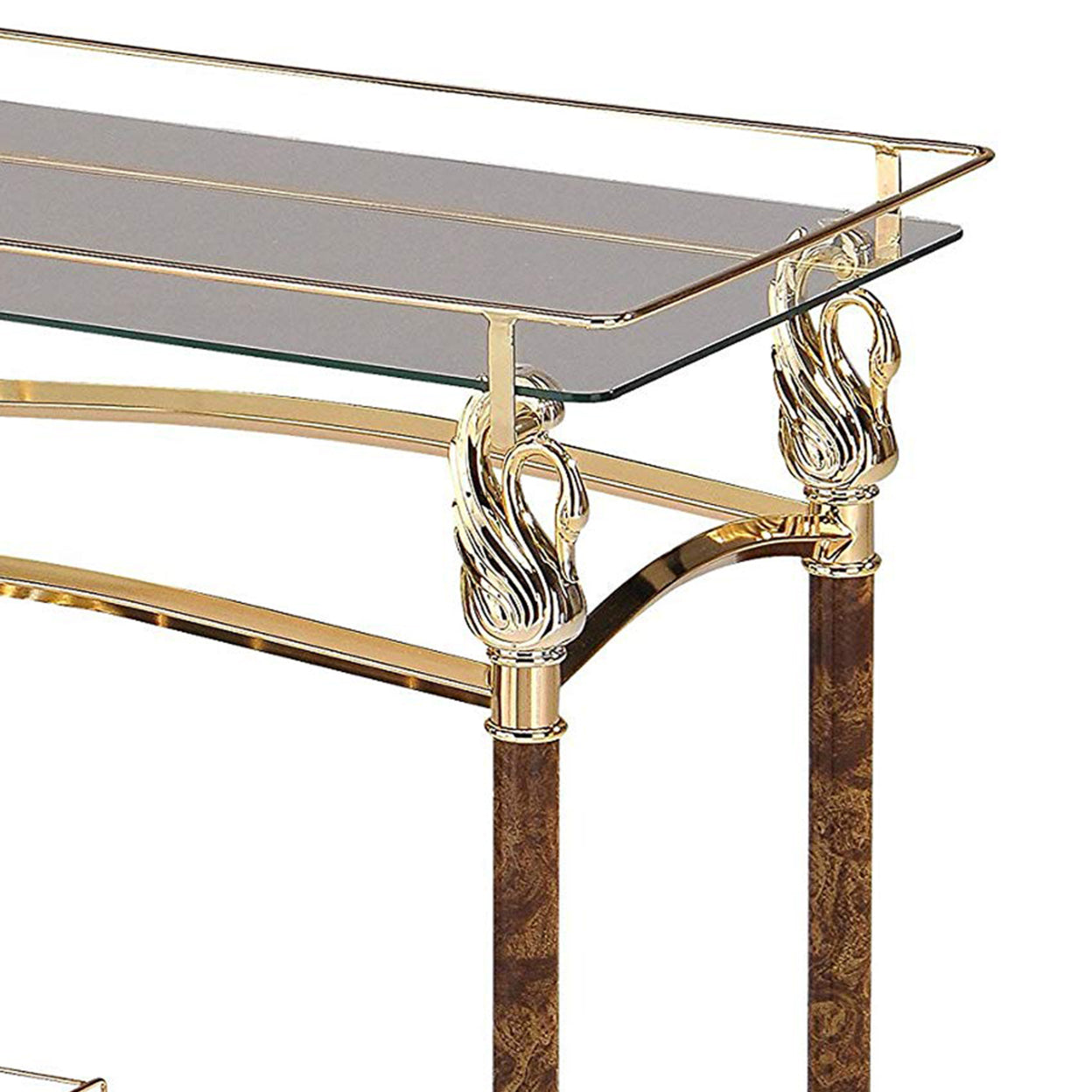 ACME Helmut Serving Cart in Gold Plated and Clear Glass