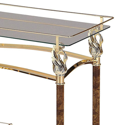ACME Helmut Serving Cart in Gold Plated and Clear Glass