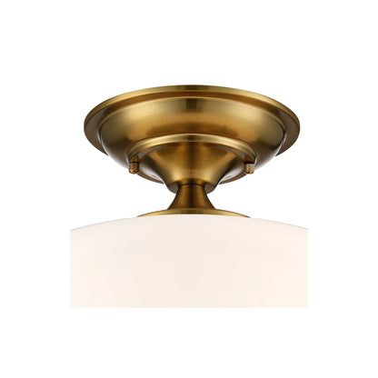 Regency Hill Rustic Farmhouse Ceiling Light Semi Flush Mount Fixture 12" Wide Soft Gold Opal White Glass for Bedroom Kitchen Living Room Hallway House
