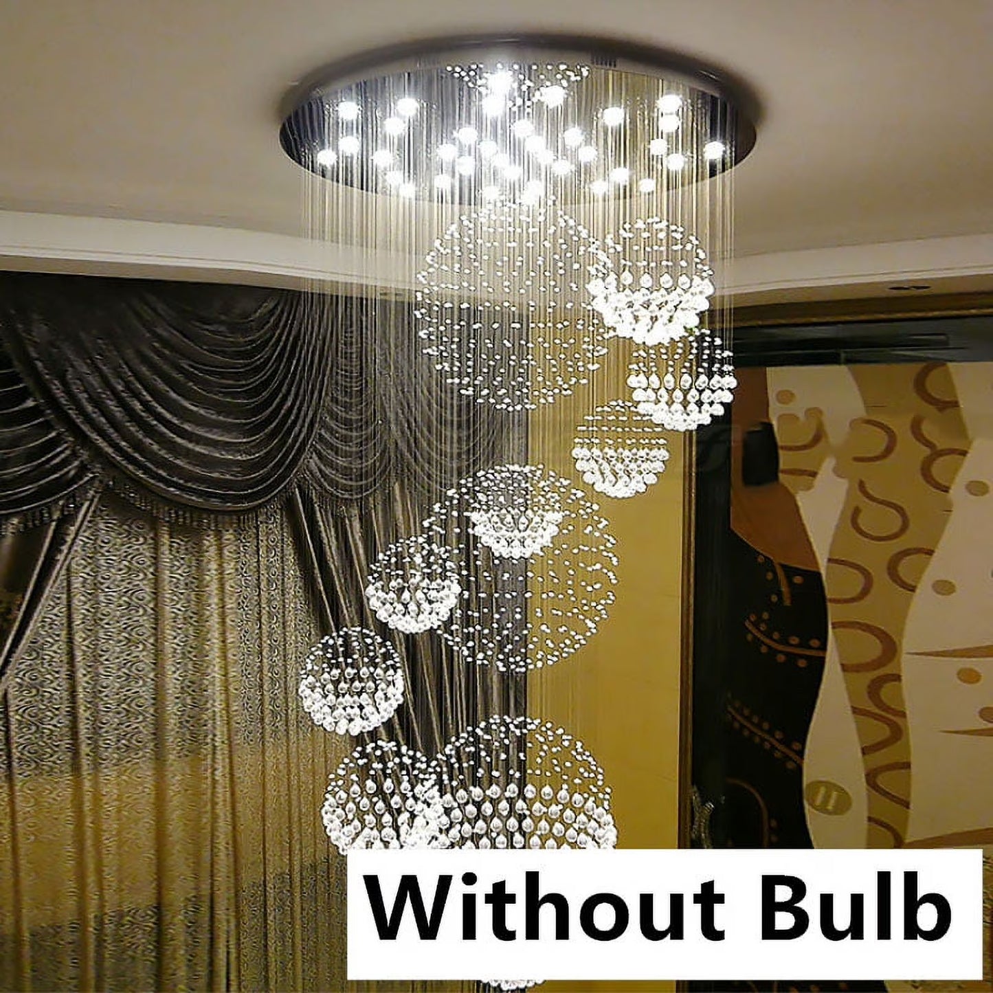 LED Crystal Modern 11-Light LED Polished Chrome Raindrop Pendant Light with Clear Glass Shade