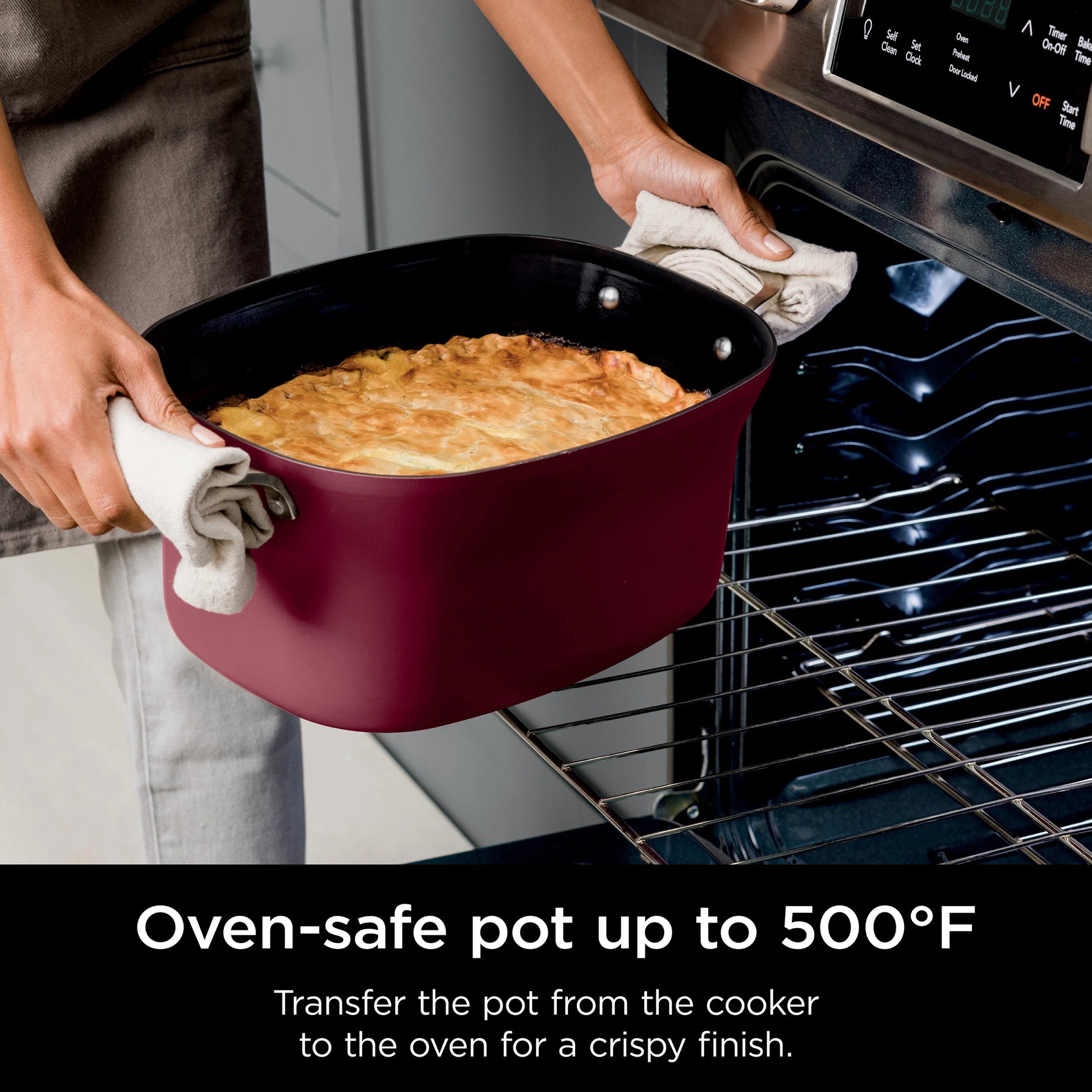 Ninja Foodi Possible Cooker, 8.5 Quart, 6-in-1 Multi-Cooker, Slow Cooker, Steamer, Glass Lid Integrated Cooking Utensil, Nonstick, Oven Safe Pot to 500° F, Cherry Tarte, MC1000WM