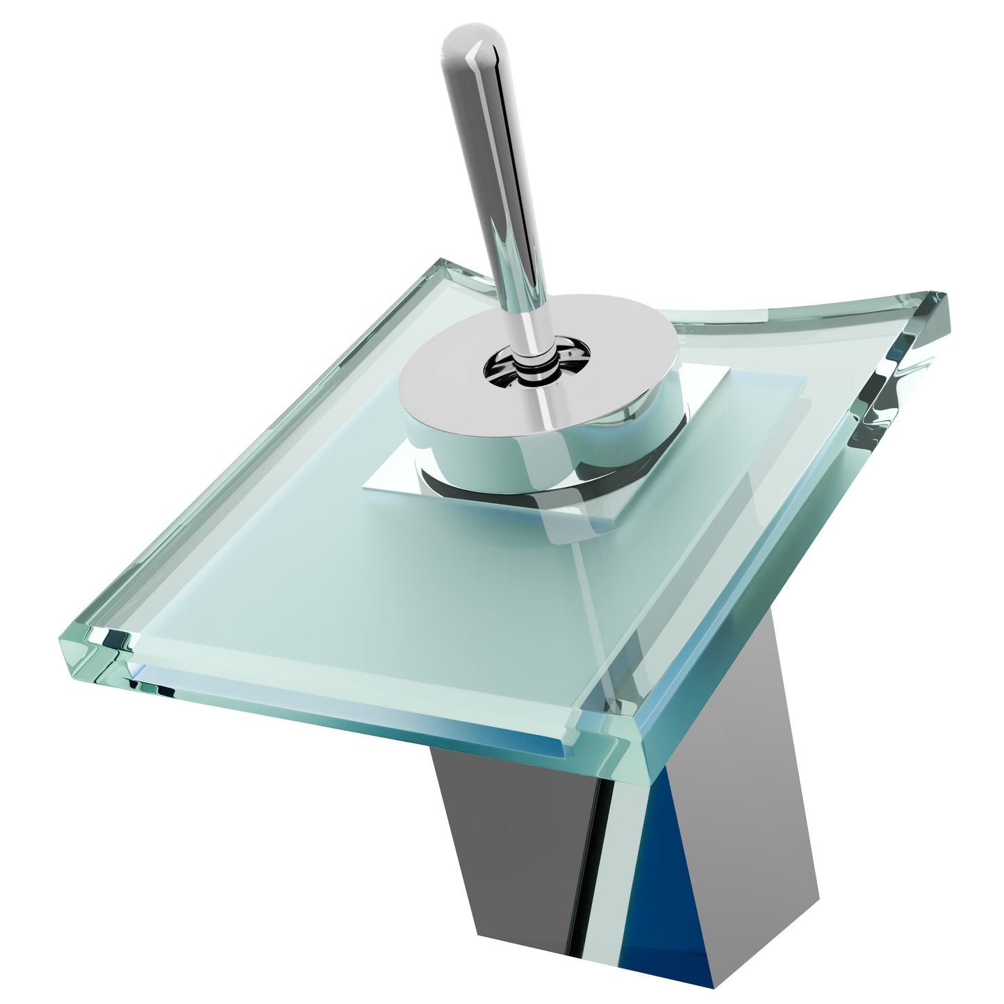 Novatto GF-010CH-C Monroe Single Lever Waterfall Lav Faucet, Chrome/Clear Glass