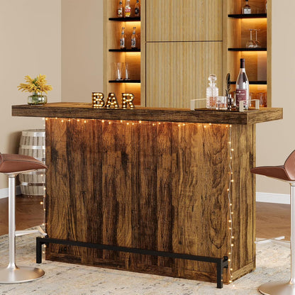 4-Tier Bar Table, 70.9-Inch Large Modern Home Bar Cabinet with Wine Glass Holder and Black Footrest