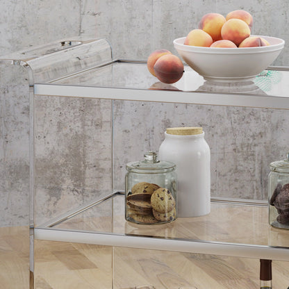 GDF Studio Dax Modern Glam Tempered Glass 3 Tiered Bar Cart, Clear