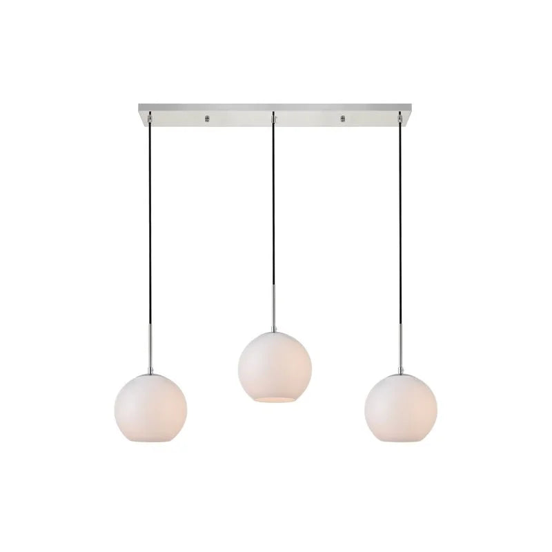 Baxter 3 Lights Brass Pendant With Frosted White Glass
